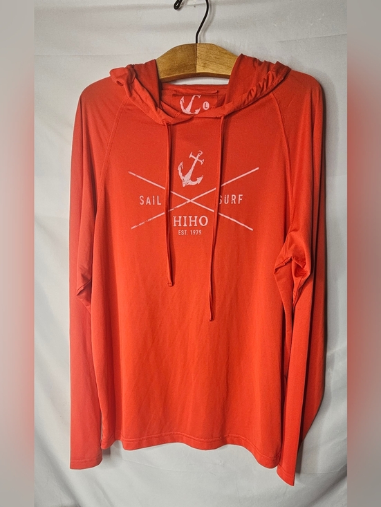 johnnie-O Other - HIHO Sun Shield Performance Hoodie Mens Large Orange Sail Surf Anchor UV Shirt